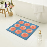 Feblilac Floral Pink Rose Tufted Bath Mat – Soft Square Rug for Bathroom or Bedroom