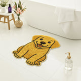 Feblilac Cute Yellow Puppy Shaped Tufted Rug – Soft & Non-Slip Dog Bath Mat