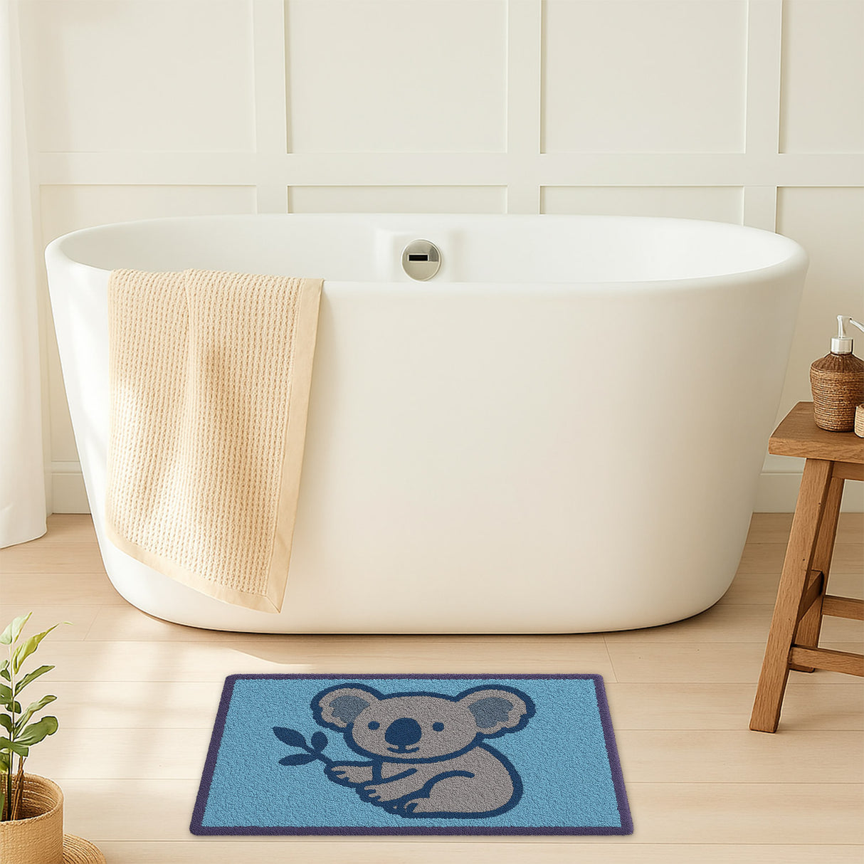 Feblilac Koala Bath Mat – Soft, Non-Slip Animal Rug for Kids’ Room, Bathroom, or Nursery