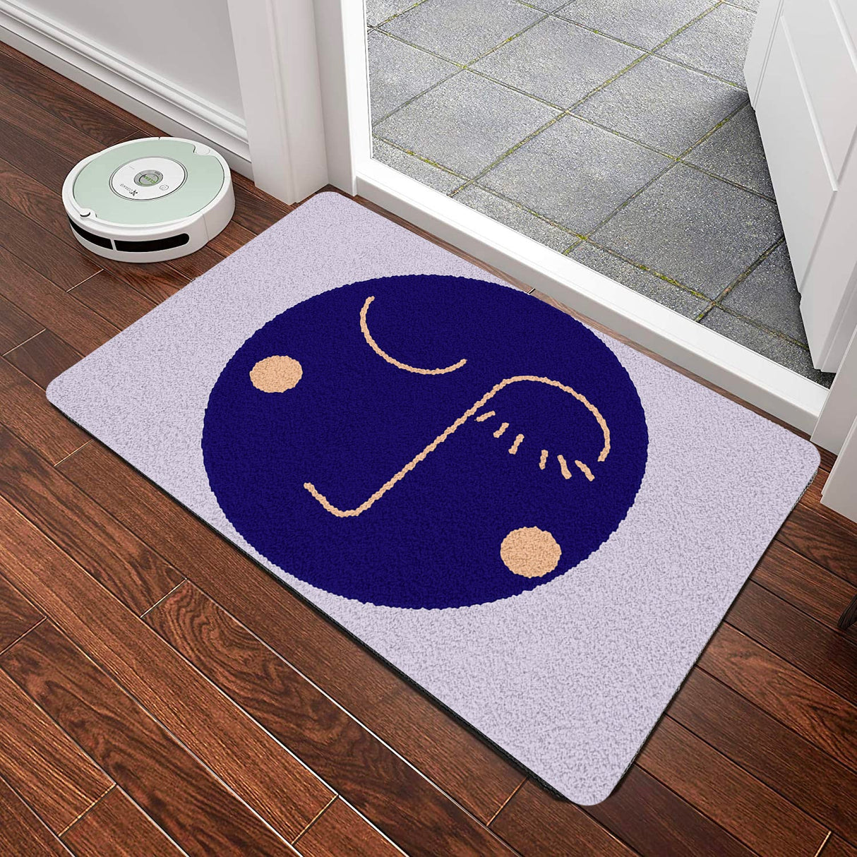 Feblilac Purple Background Woman Face Tufted Bath Mat