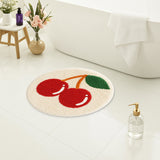 Feblilac Cherry Tufted Round Rug - Soft Plush Anti-Slip Mat for Bathroom, Bedroom, Nursery