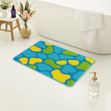Feblilac Colorful Abstract Bath Mat – Non-Slip Bathroom Rug with Blue, Yellow & Green Modern Design, Soft and Absorbent