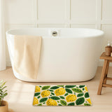 Feblilac Lemon Fruit Bath Mat – Soft Non-Slip Bathroom Rug with Bright Yellow Citrus and Green Leaves, Cute Summer Decor for Kitchen or Entryway