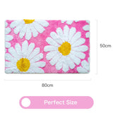 Feblilac Bright Pink Daisy Tufted Bath Mat