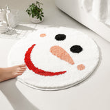 Christmas Snow Man Round Rug, Holiday Winter Bathroom Mat, 60cm / 23"