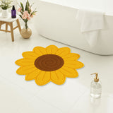 Feblilac Sunflower Shaped Bath Mat – Cute Non-Slip Floral Rug for Bathroom, Bedroom or Kids' Room