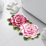 Feblilac Rose Shaped Bath Mat, Tufted Plush Flower Rug for Bathroom or Bedroom