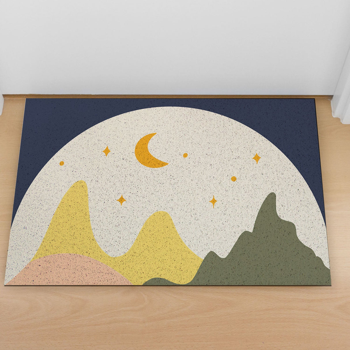 Feblilac Brown Background Moon Mountains PVC Coil Door Mat