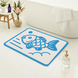 Feblilac Blue Cartoon Fish Bath Mat – Soft, Absorbent, and Non-Slip Bathroom Rug