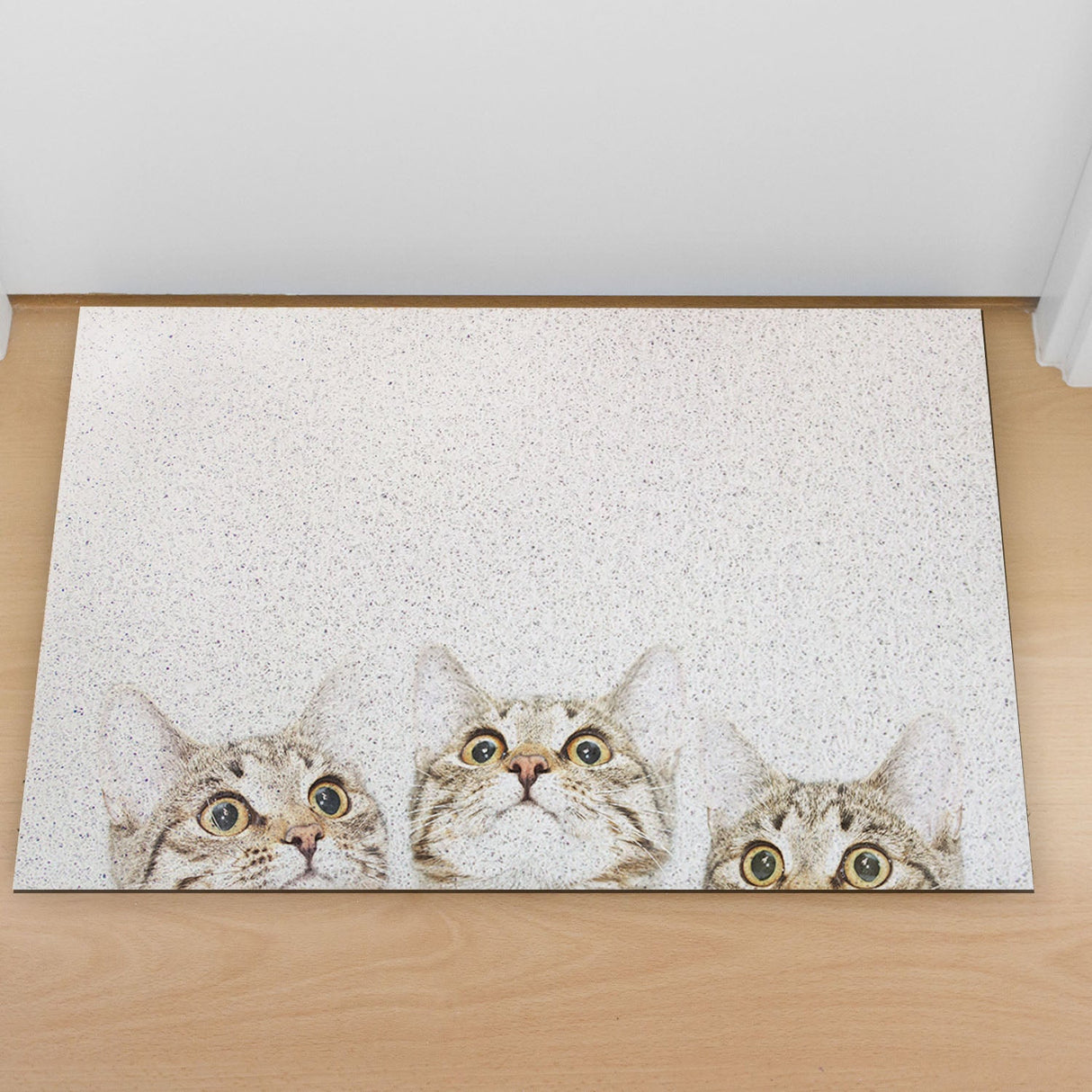 Feblilac Three Welcome Cats PVC Coil Door Mat