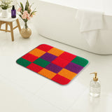 Feblilac Colorful Checkerboard Bath Mat – Soft Plush Tufted Rug for Bathroom, Entryway & Kitchen