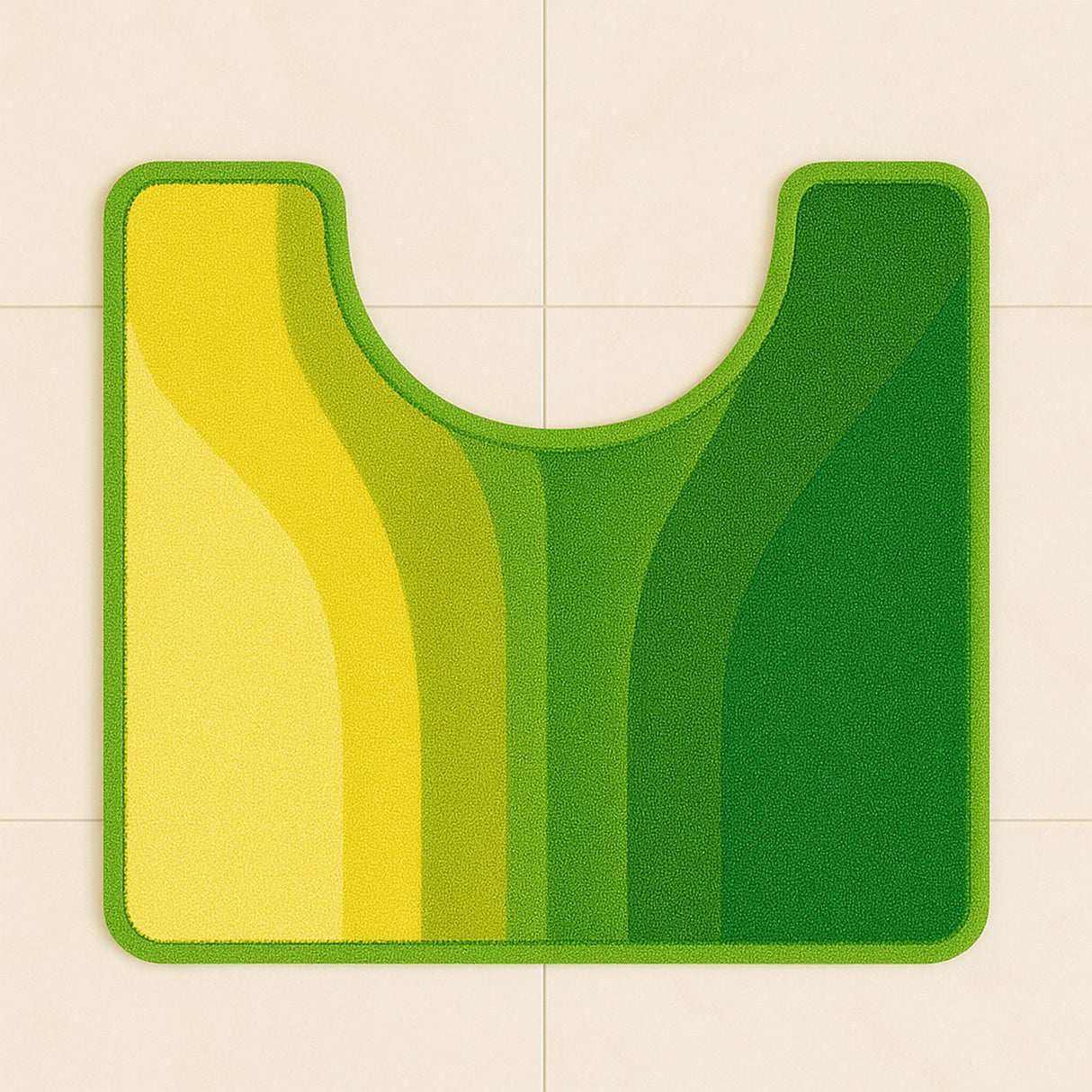 Feblilac Retro Green Gradient U-Shaped Toilet Rug – Soft Absorbent Non-Slip Bathroom Mat