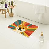Feblilac Shiba Inu Rainbow Burst Bath Mat – Colorful Dog Rug for Bathroom & Bedroom