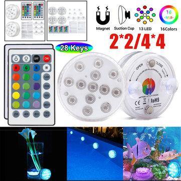 2PCS/4PCS LED Underwater Light Waterproof RGB Swimming Pool Lamp + 24Keys IR Remote Control