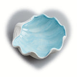 Ceramic Seashell Jewelry Tray, Cute Aqua White Keyholder Container