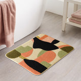 Feblilac Abstract Neutral Tufted Bath Mat – Modern Scandinavian Non-Slip Rug | Cozy Cream & Earth-Tone Design