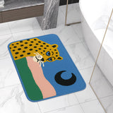 Feblilac Leopard Moon Bath Mat – Bold Animal Print Rug for Bathroom or Entryway