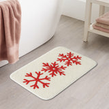 Feblilac Red Snowflake Christmas Bath Mat – Soft Tufted Holiday Bathroom Rug