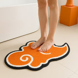 Feblilac Orange Cloud-Shaped Tufted Bath Mat – Unique Swirl Rug for Bathroom & Bedroom