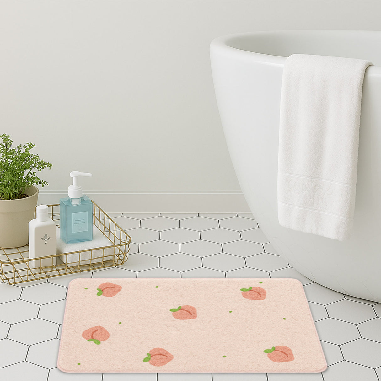 Feblilac Peach Shaped Tufted Bath Mat – Fun & Soft Non-Slip Bathroom Rug