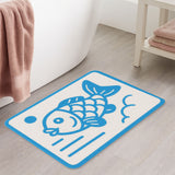 Feblilac Blue Cartoon Fish Bath Mat – Soft, Absorbent, and Non-Slip Bathroom Rug