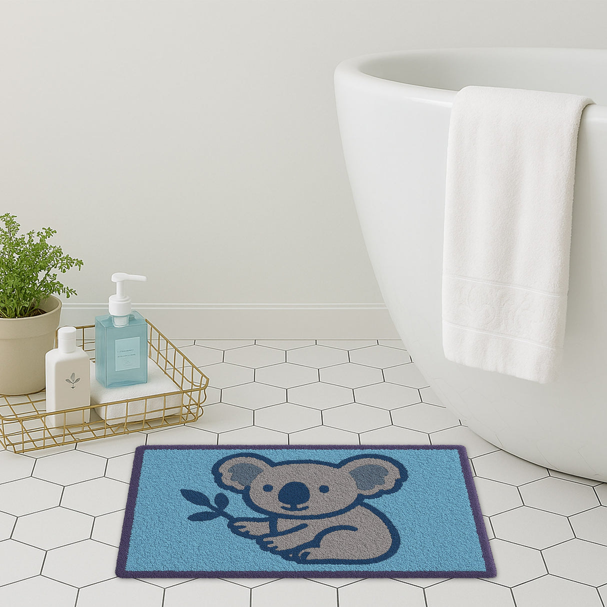 Feblilac Koala Bath Mat – Soft, Non-Slip Animal Rug for Kids’ Room, Bathroom, or Nursery