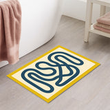 Feblilac Abstract Blue Line Tufted Bath Mat – Soft & Modern Bathroom Rug