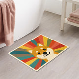 Feblilac Shiba Inu Rainbow Burst Bath Mat – Colorful Dog Rug for Bathroom & Bedroom