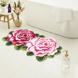 Feblilac Rose Shaped Bath Mat, Tufted Plush Flower Rug for Bathroom or Bedroom
