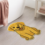 Feblilac Cute Yellow Puppy Shaped Tufted Rug – Soft & Non-Slip Dog Bath Mat
