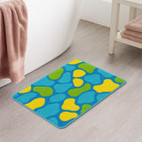 Feblilac Colorful Abstract Bath Mat – Non-Slip Bathroom Rug with Blue, Yellow & Green Modern Design, Soft and Absorbent