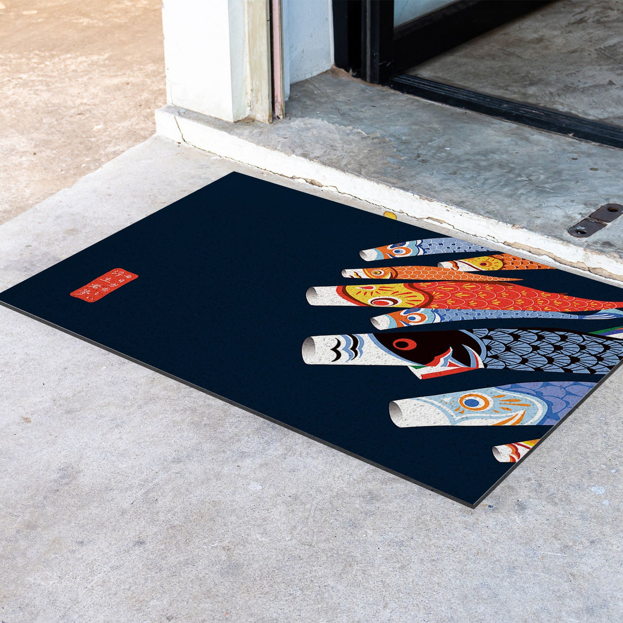 Feblilac Colorful Koi Flags PVC Coil Door Mat