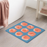 Feblilac Floral Pink Rose Tufted Bath Mat – Soft Square Rug for Bathroom or Bedroom