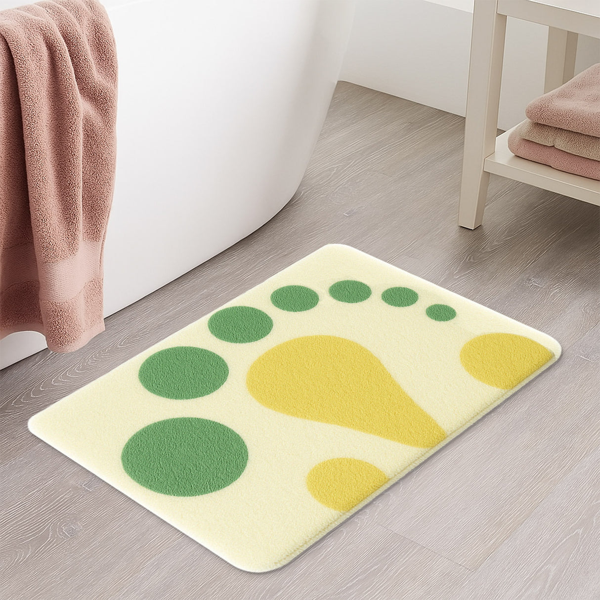 Feblilac Footprint Design Bath Mat – Soft Non-Slip Bathroom Rug for All Ages
