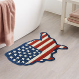 USA Map Tufted Rug – Patriotic Red White Blue Star-Spangled Bath Mat