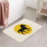 Feblilac Minimalist Horse Bath Mat – Soft Non-Slip Rug with Yellow Circle Accent