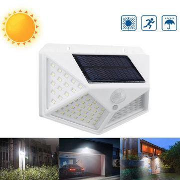 100 LED Solar PIR Motion Sensor Wall Light Outdoor Garden Yard Pathway Street Lamp