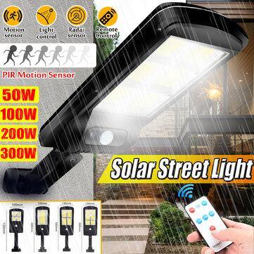 Solar Powered LED COB Street Light PIR Motion Sensor Outdoor Garden Wall Lamp Remote Control