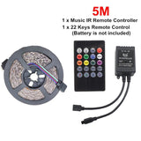 5M 10M 3528 RGB Music Sync Voice Control LED Strip Light + 22Keys IR Remote Control Or 3A EU US Power Adapter