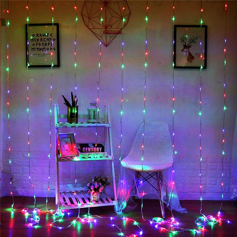 3x3M 300LED Outdoor Christmas Window Curtain String Fairy Wedding Light 110V US