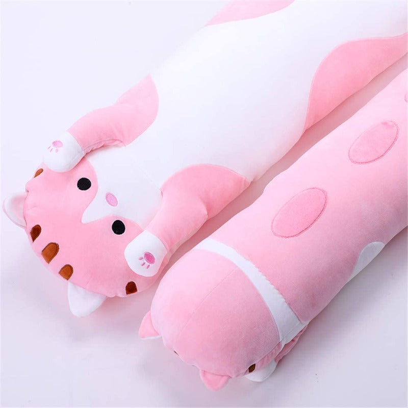 Soft Stuffed Kitten Long Sleeping Pillow For Kids