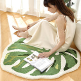 Feblilac Green Monstera Tufted Bath Mat