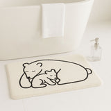 Feblilac Minimalist Bear & Cub Bath Mat | Nordic Style Soft Non-Slip Bathroom Rug