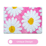 Feblilac Bright Pink Daisy Tufted Bath Mat