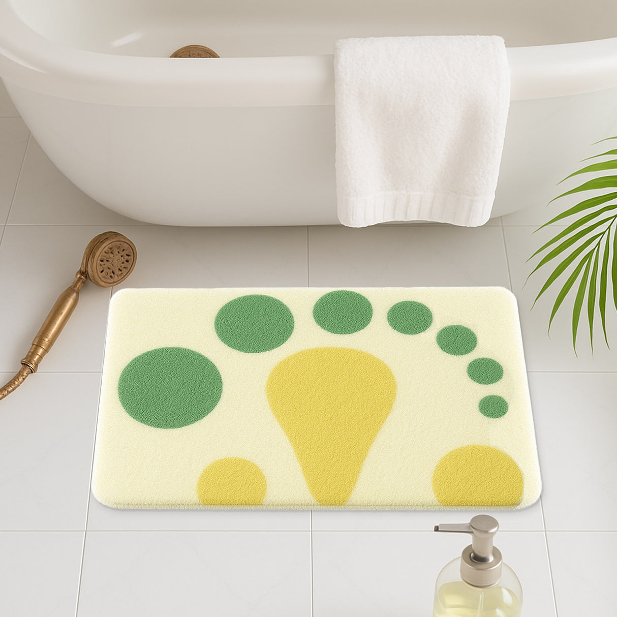 Feblilac Footprint Design Bath Mat – Soft Non-Slip Bathroom Rug for All Ages