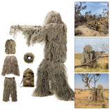 5 in 1 Ghillie Suit, 3D Camouflage Hunting Apparel Including Jacket, Pants, Hood, Carry Bag Suitable for Unisex Adults/Kids/Youth