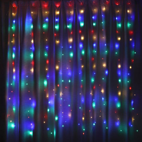 3M*2M USB 8 Modes Remote Control 200 LED Curtain String Light with 10 Hooks Festival Christmas Wedding Decor