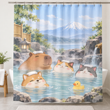 Cute Hot Spring Shower Curtain