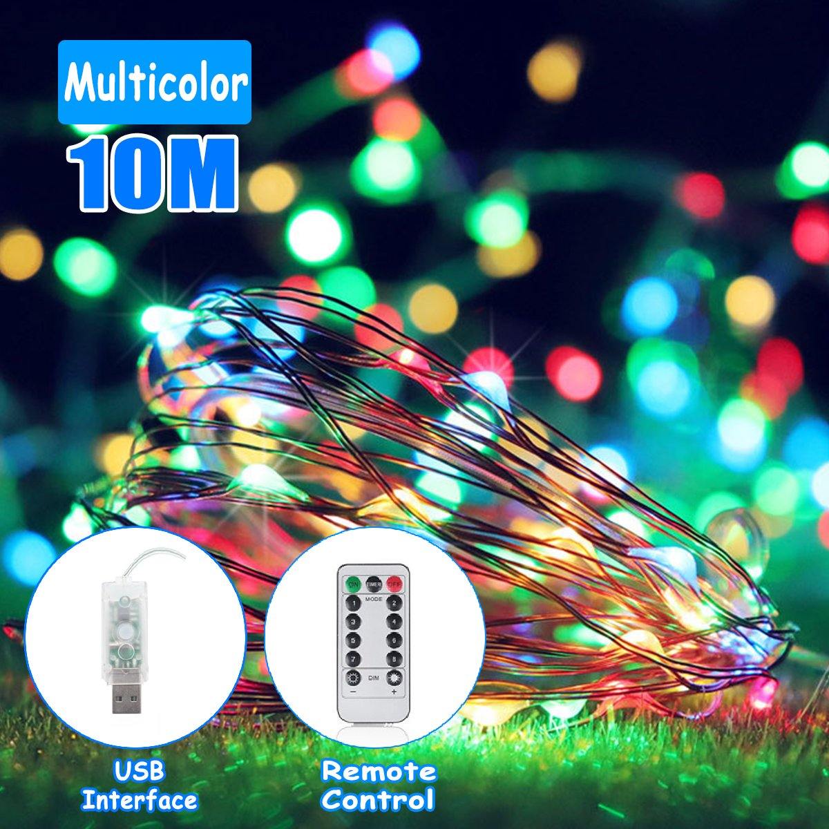 10M 100 LED String Light USB Fairy Night Lamps Holiday Christmas Decor + Remote Control