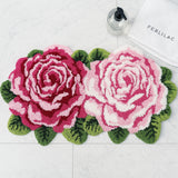 Feblilac Rose Shaped Bath Mat, Tufted Plush Flower Rug for Bathroom or Bedroom